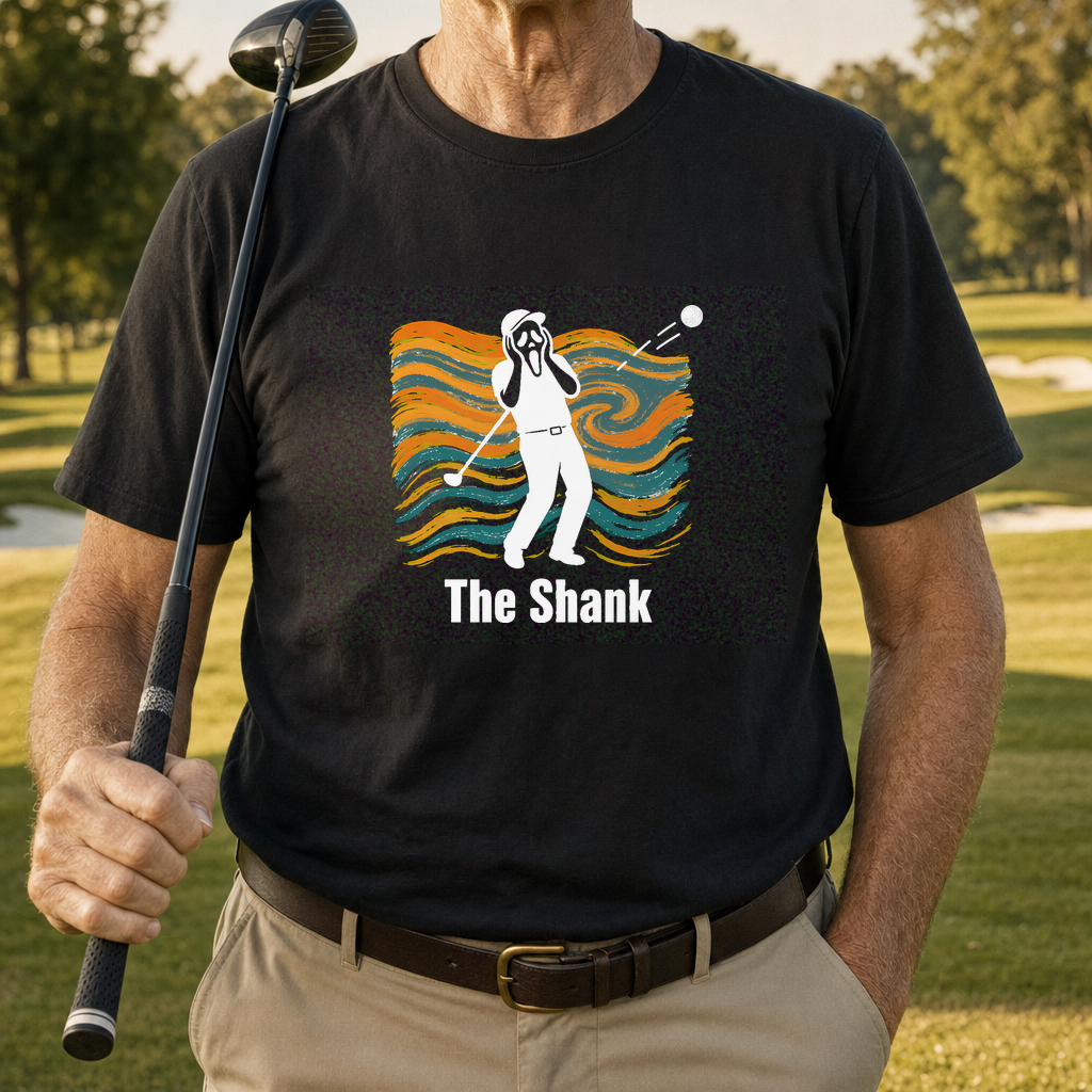 The Shank Tee worn on the golf course, Black