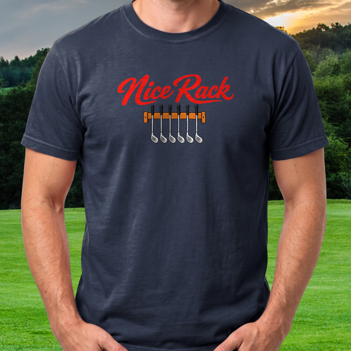 Nice Rack Tee worn on the golf course, Navy