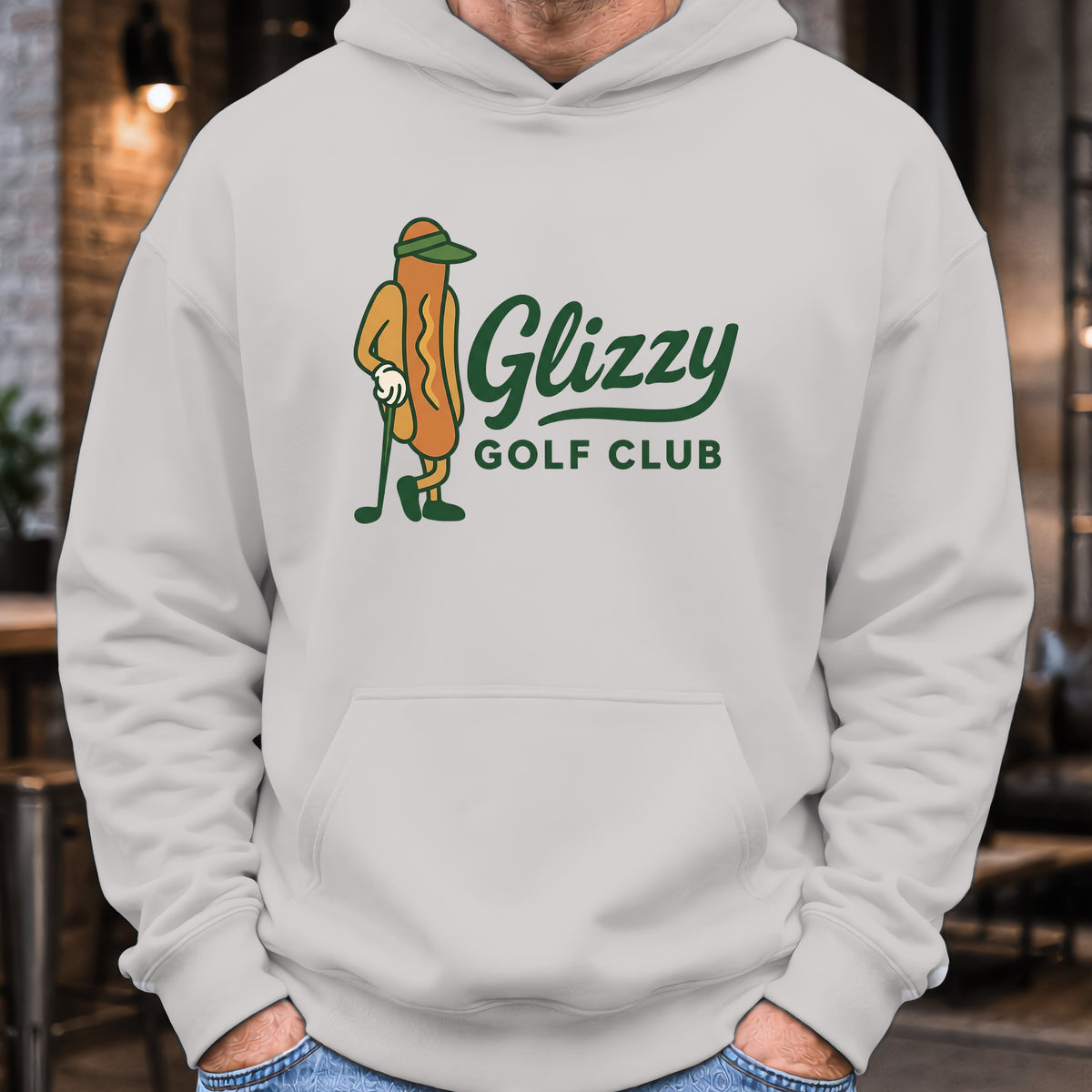 Glizzy Golf Club Hoodie worn, Sport Grey