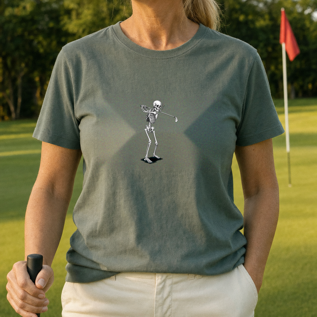 Cigar Skeleton Swing Tee worn on the golf course, Military Green