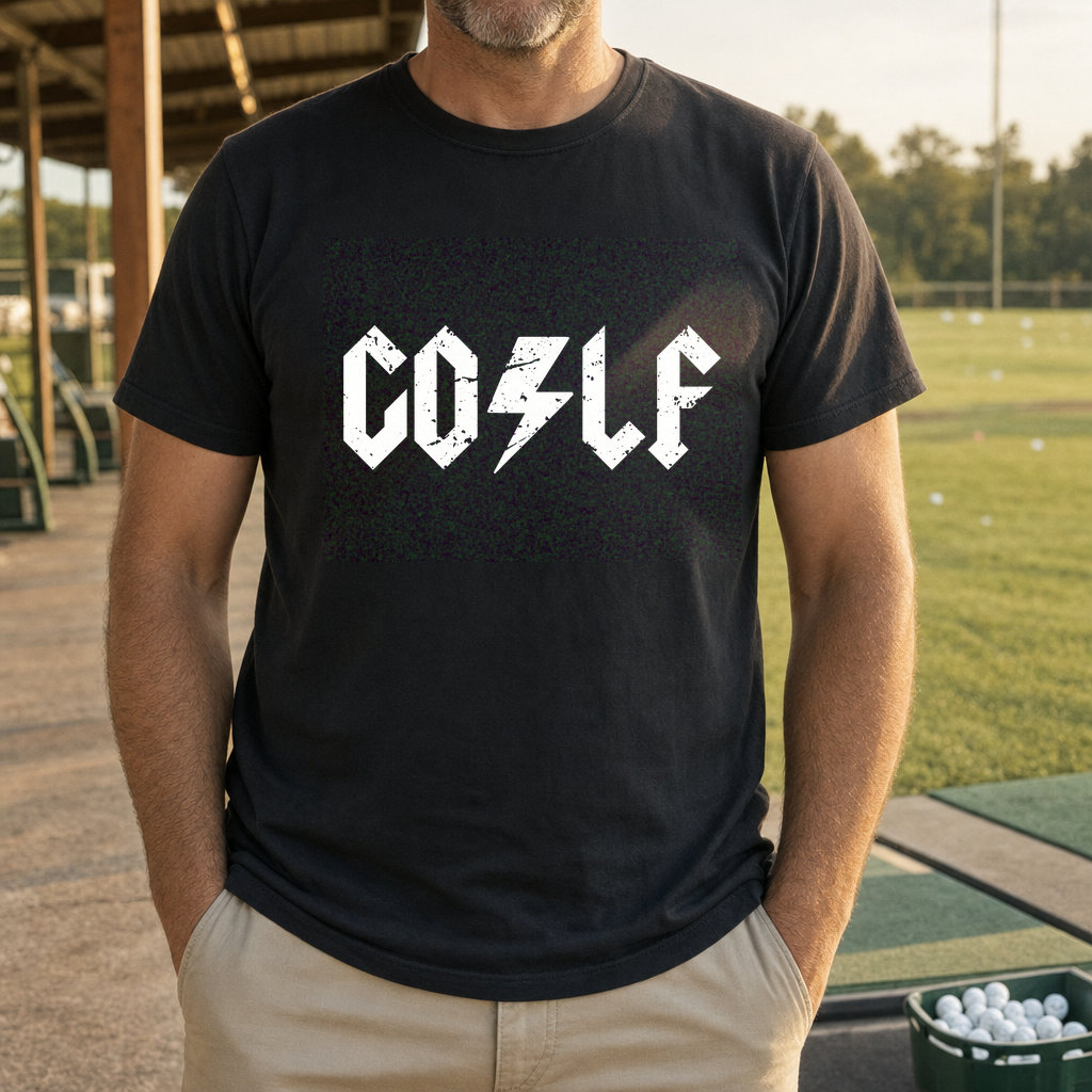 Rocker Tee worn on the golf course, Black