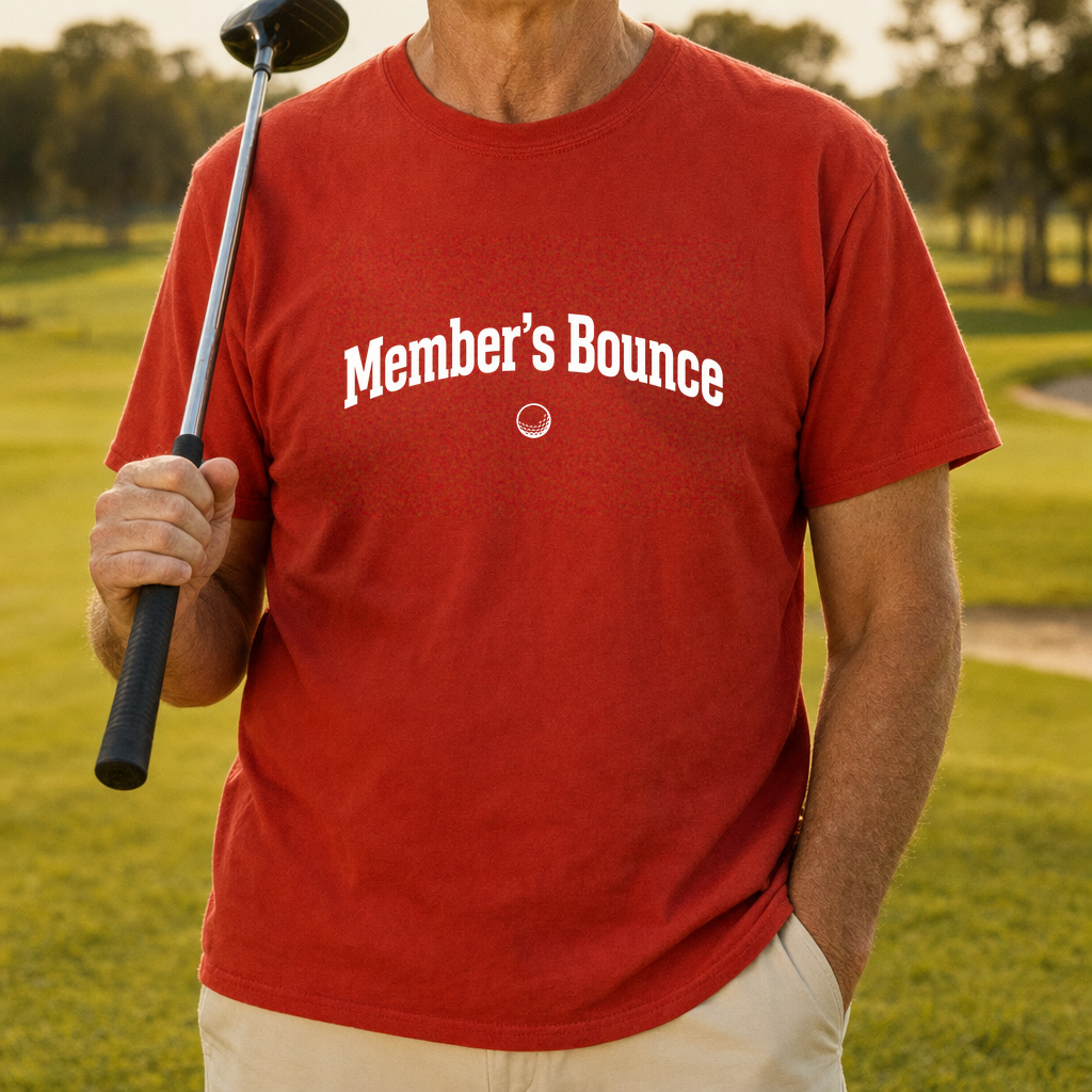 Member's Bounce Tee worn on the golf course, Red