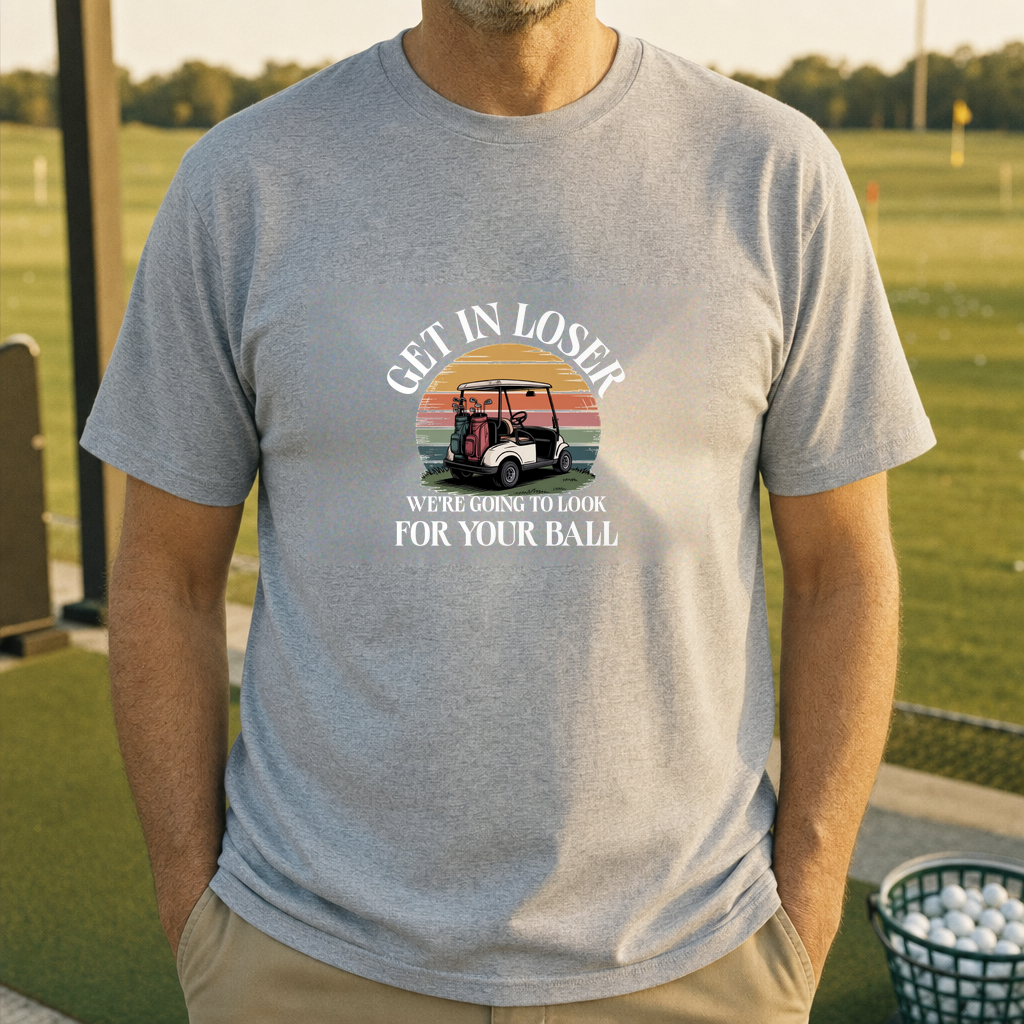 Lookin For Your Ball Tee worn on the golf course, Sport Grey