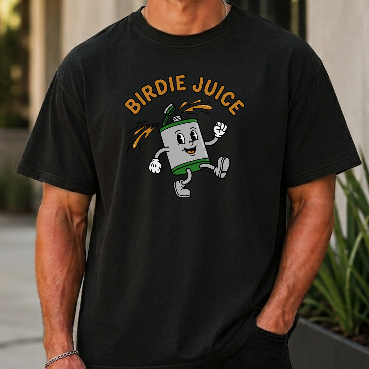Birdie Juice Flask Premium Tee worn, Black