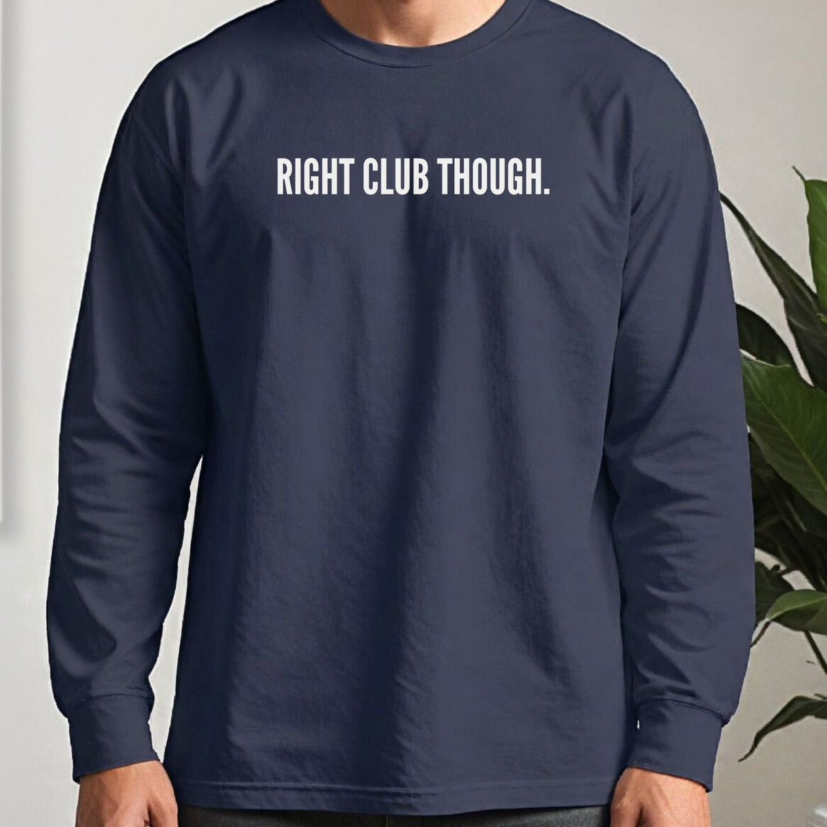 Right Club Though Dimples Long Sleeve Tee worn, Navy