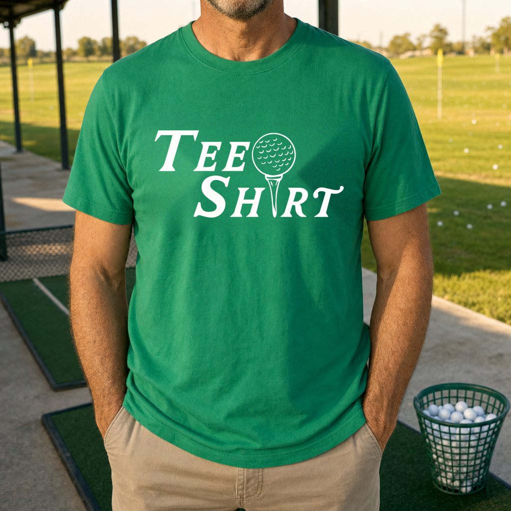 Tee Shirt Tee worn on the golf course, Irish Green