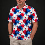 Patriot Splatter Performance Print Polo worn, front view