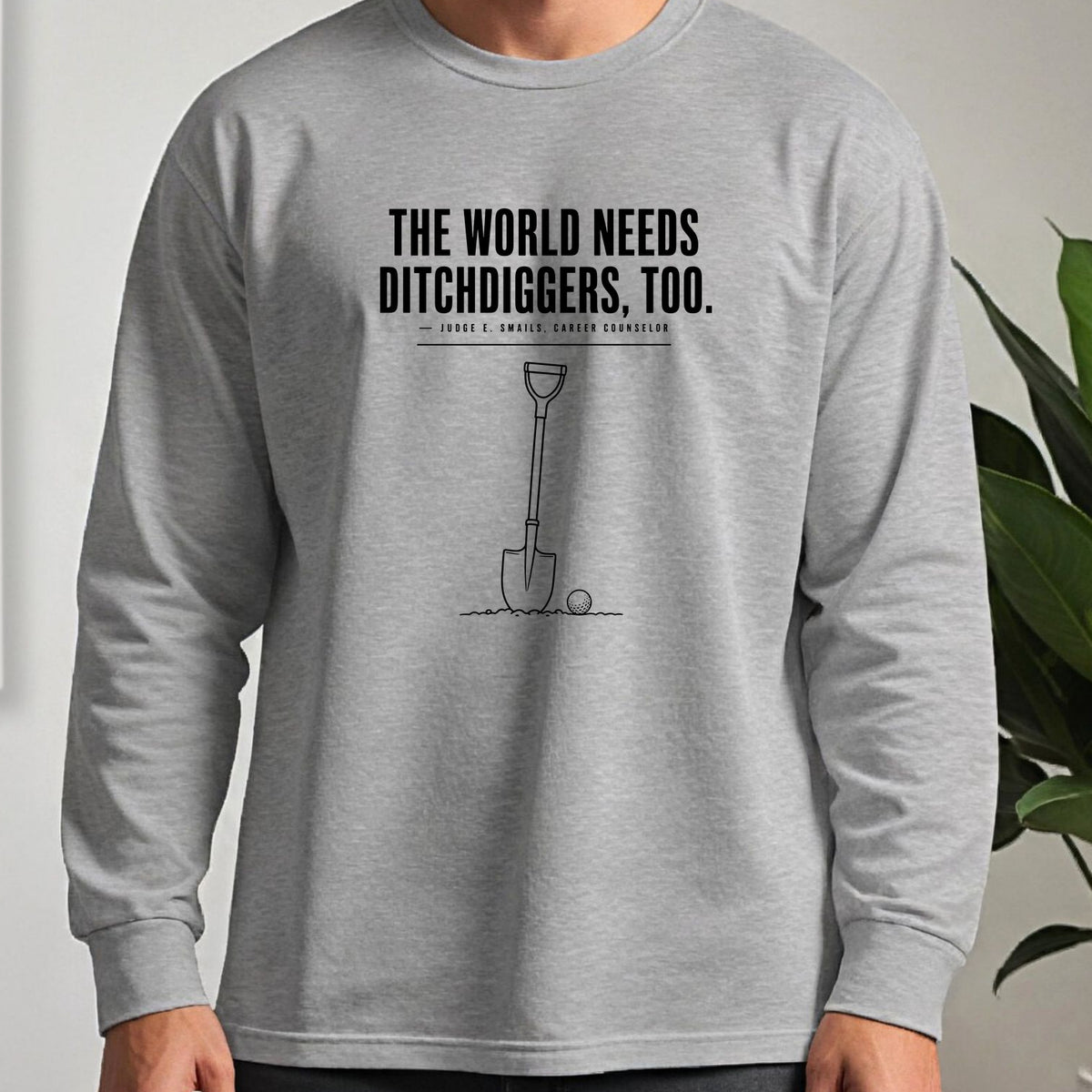 Ditch Diggers Long Sleeve Tee worn, Sport Grey