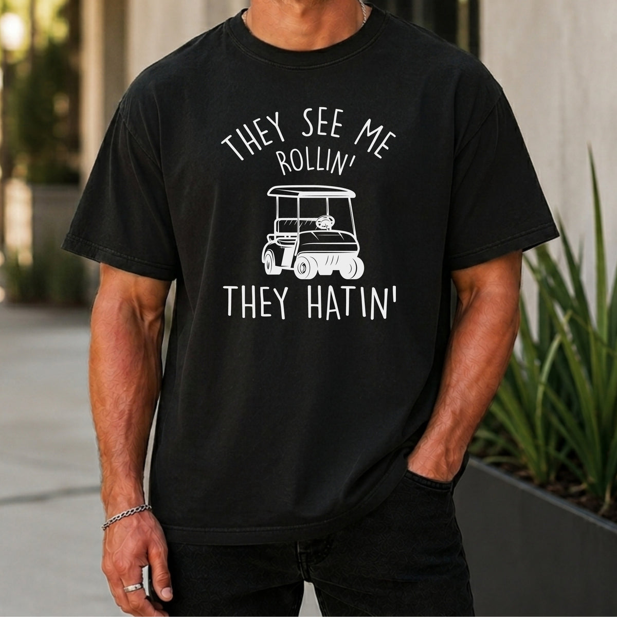 They See Me Rollin Premium Tee worn, Black