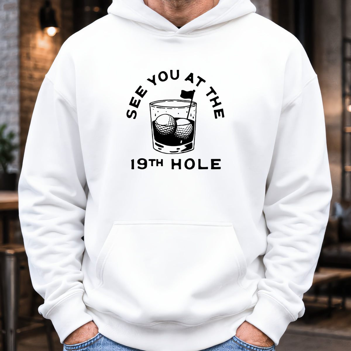 See You At The 19th Hole Hoodie worn, White