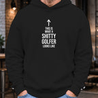 Shitty Golfer Hoodie worn, Black