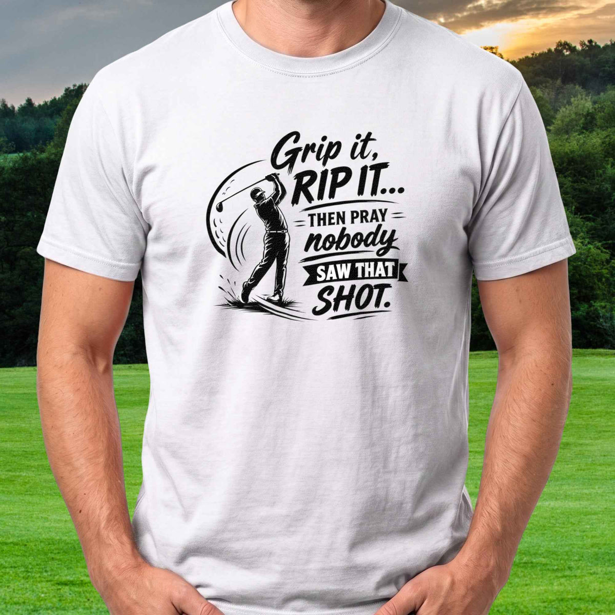Pray Nobody Saw That Tee worn on the golf course, White