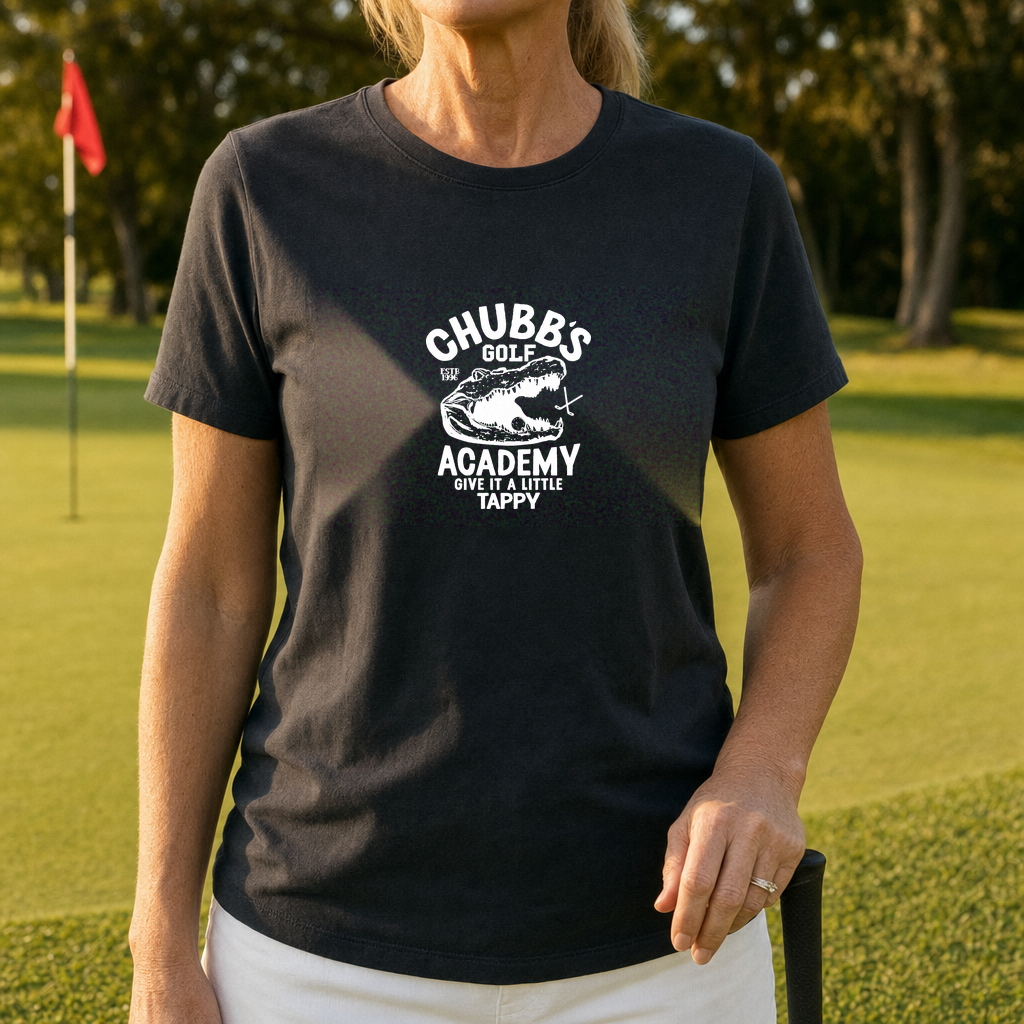 Chubb's Golf Academy Tee worn on the golf course, Black
