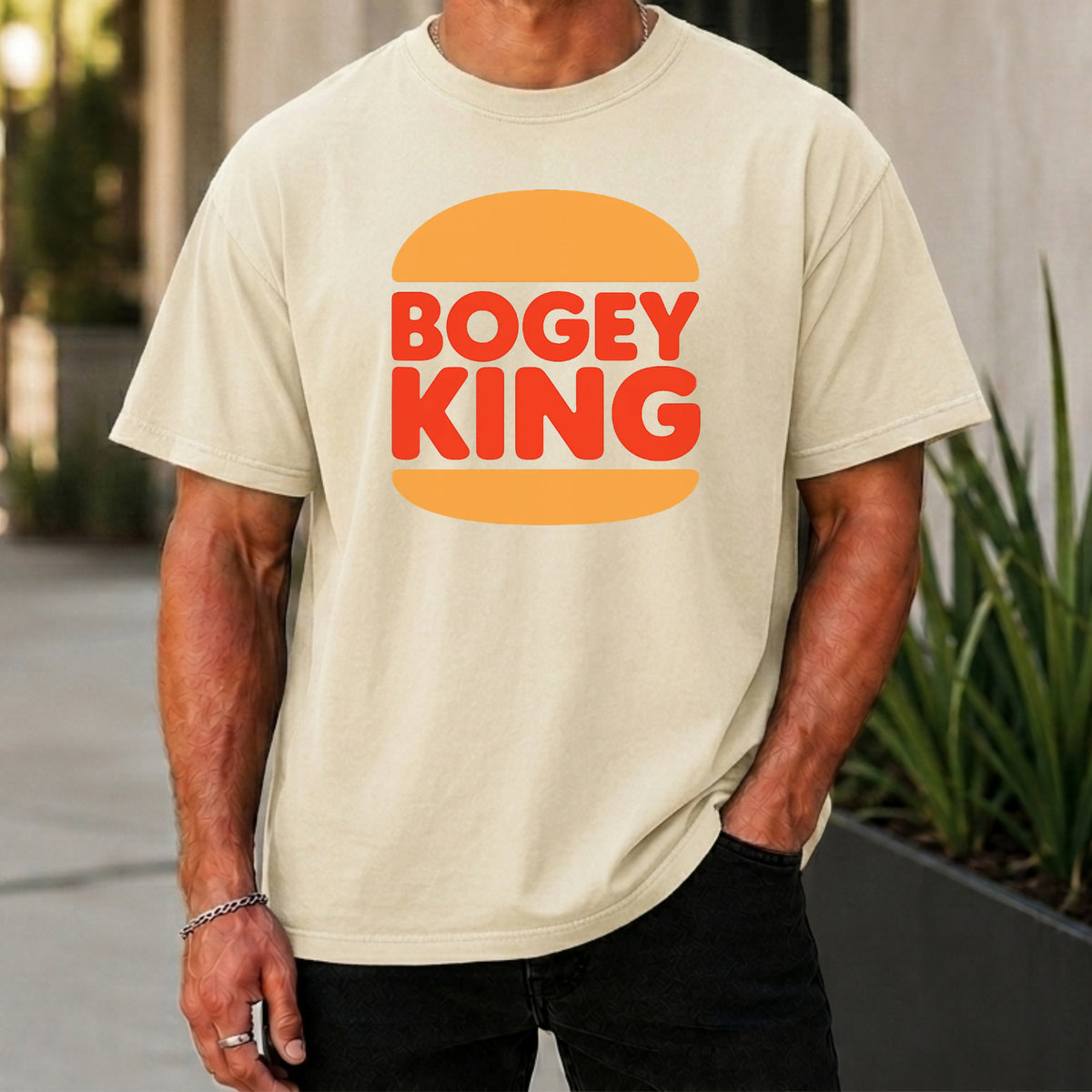 Bogey King Premium Tee worn, Ivory