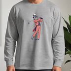 Yankee Doodle Swing Long Sleeve Tee worn, Sport Grey