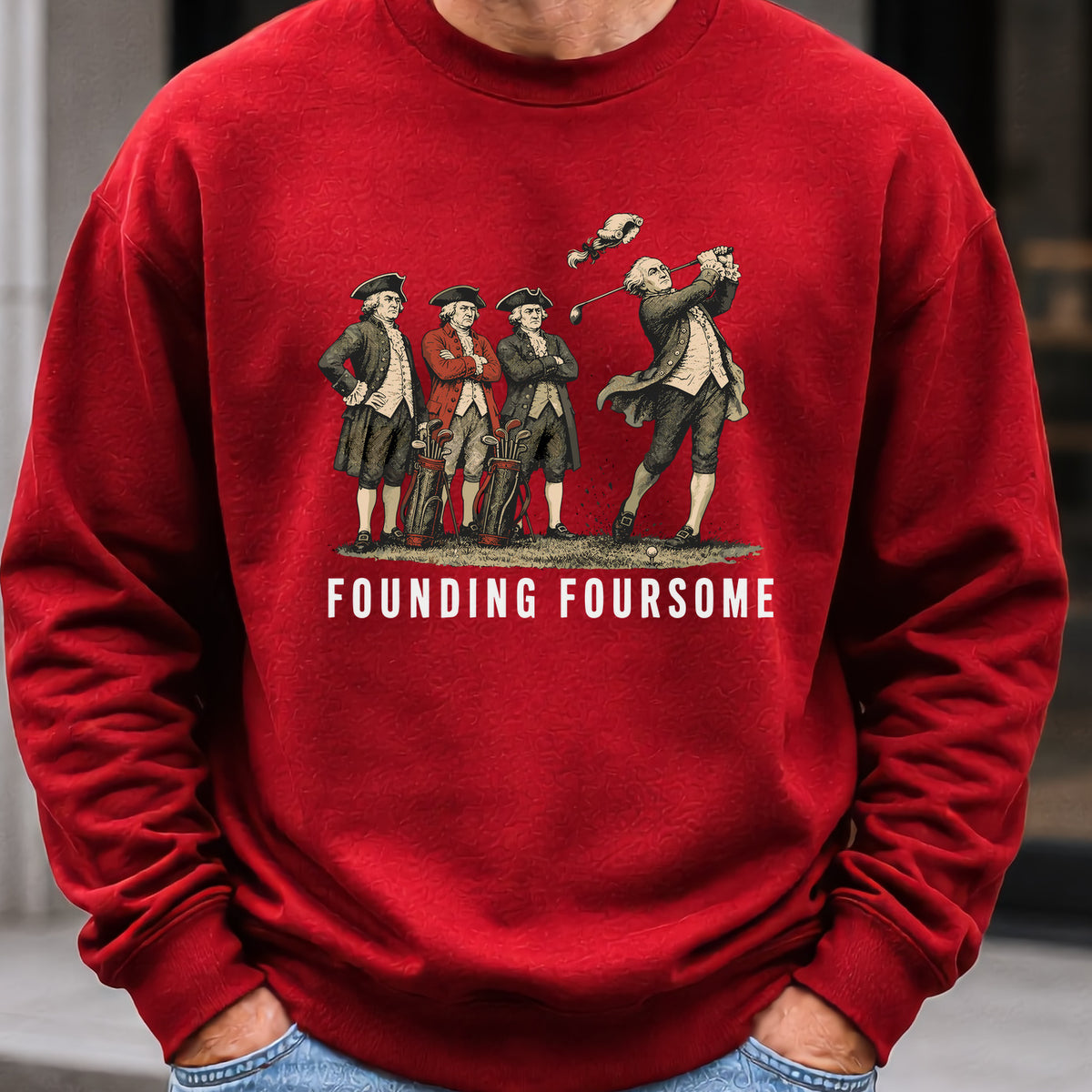 Founding Foursome Sweatshirt worn, Red