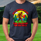 Wandering Sasquatch Pop Art Tee worn on the golf course, Navy