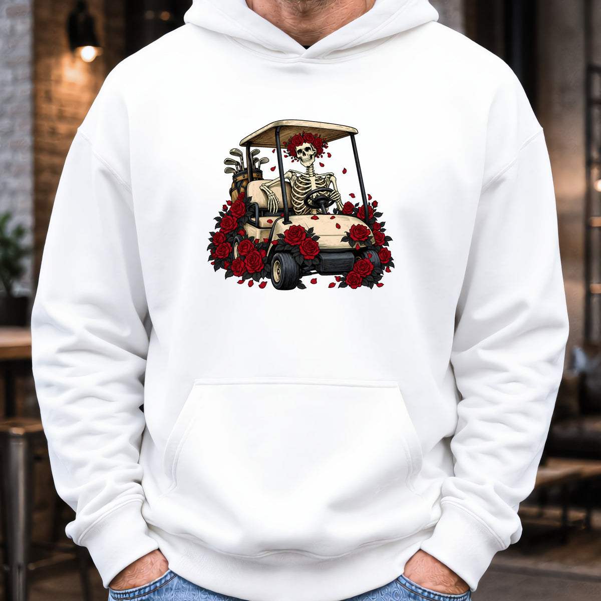 Cart Of The Departed Hoodie worn, White