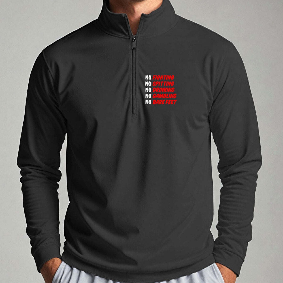 Caddyshack Rules Quarter Zip worn, Black