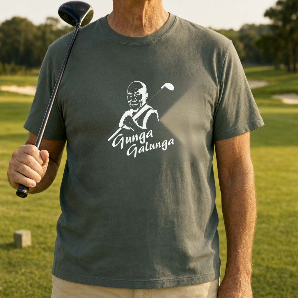 The Lama Tee worn on the golf course, Military Green