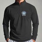 Not All Who Wandrer Yeti Quarter Zip worn, Black