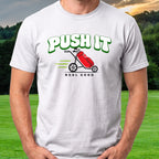 Push It Tee worn on the golf course, White