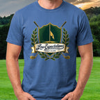 Low Expectations Golf Club Crest Tee worn on the golf course, Royal