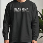 Back Nine Dimples Long Sleeve Tee worn, Black