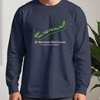 St Andrews Course Map Long Sleeve Tee worn, Navy