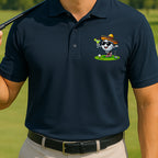 Cinco De Mayo Ball Performance Polo worn on the golf course, Navy