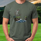 Clifftop Tee worn on the golf course, Military Green