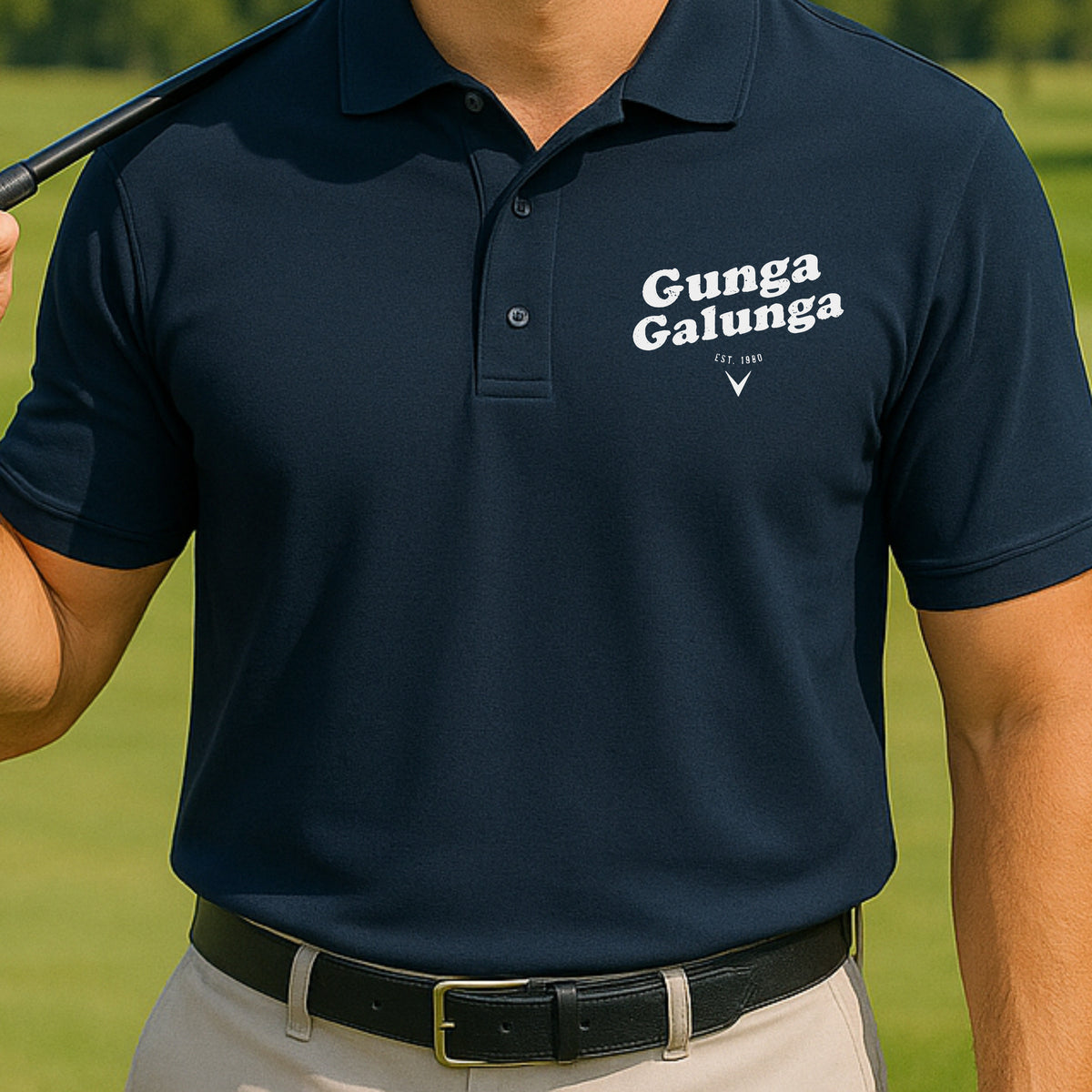 Gunga Galunga 1980 Polo worn on the golf course, Navy