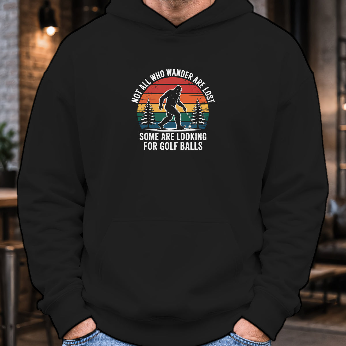 Wandering Sasquatch Hoodie worn, Black