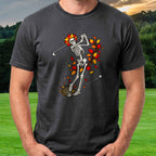 Autumn Skeleton Swing Tee worn on the golf course, Black
