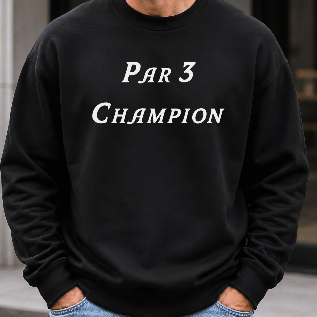 Par 3 Champion Sweatshirt worn, Black