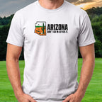 Arizona Don't Go In After It Tee worn on the golf course, White