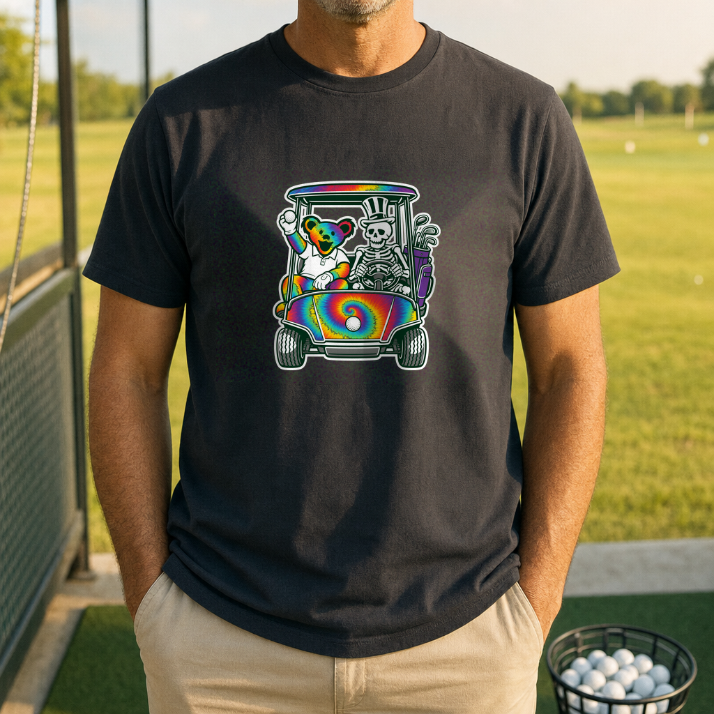 Riding Partners Tee worn on the golf course, Black
