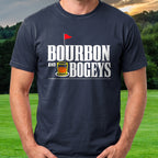 Bourbon And Bogeys Tee worn on the golf course, Navy