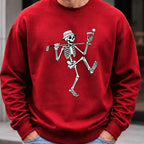 Martini Skeleton Strut Sweatshirt worn, Red