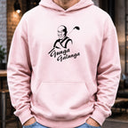 The Lama Hoodie worn, Light Pink