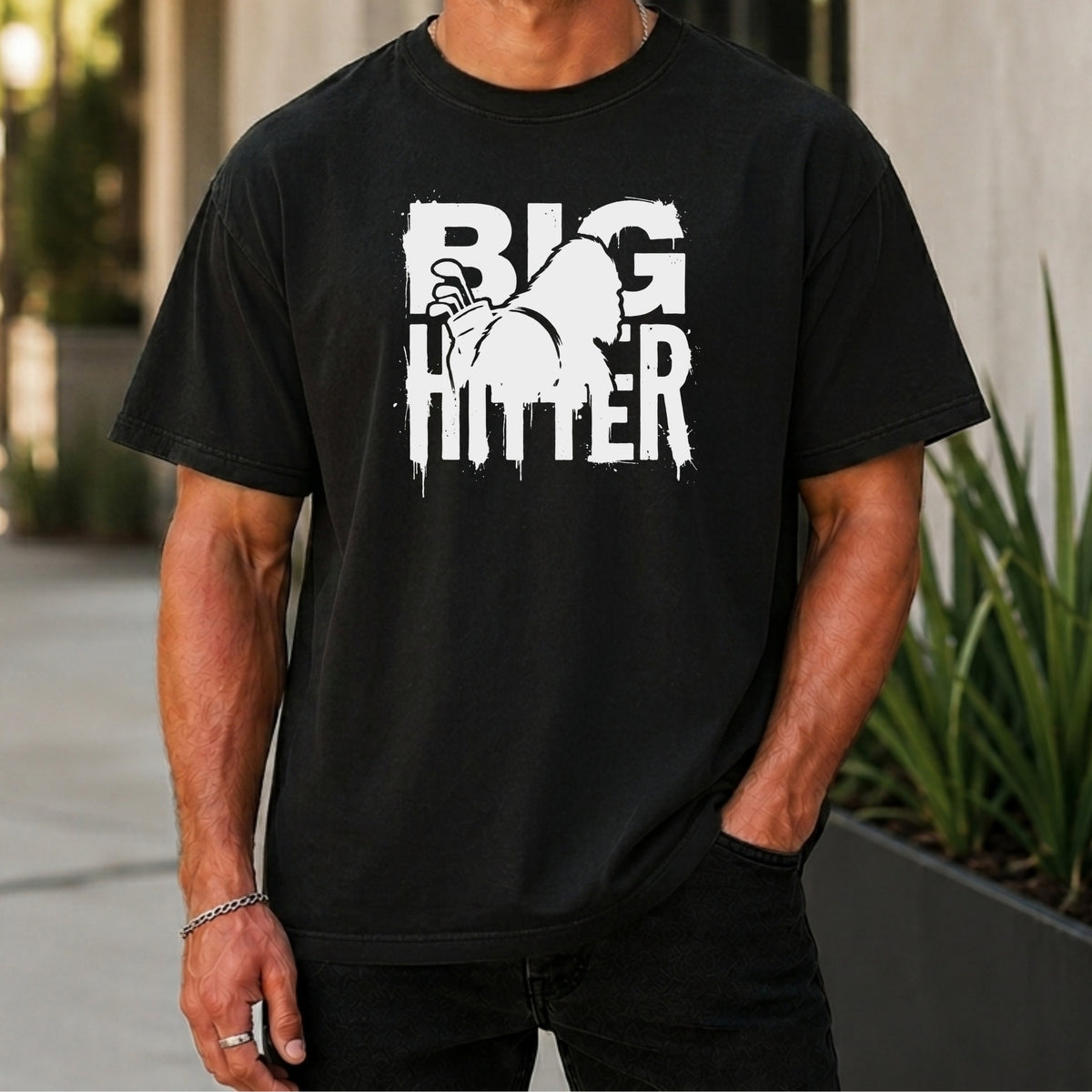 Bigfoot Big Hitter Premium Tee worn, Black