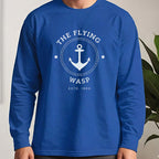 The Flying Wasp Long Sleeve Tee worn, Royal