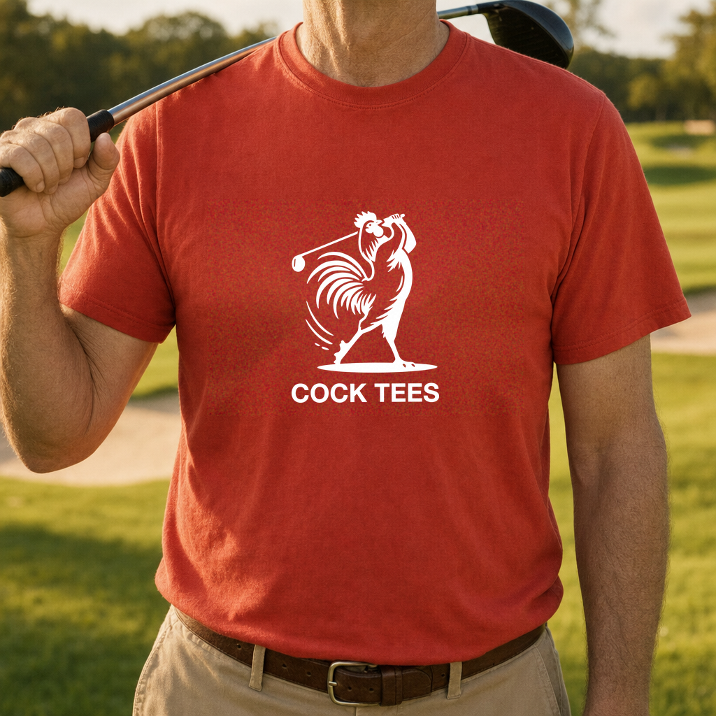 Cock Tees Tee worn on the golf course, Red