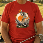 Losing Daylight Tee worn on the golf course, Red