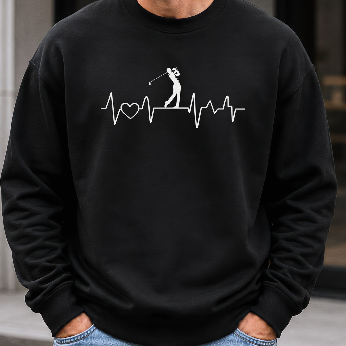 Golf Heartbeat Line Sweatshirt worn, Black