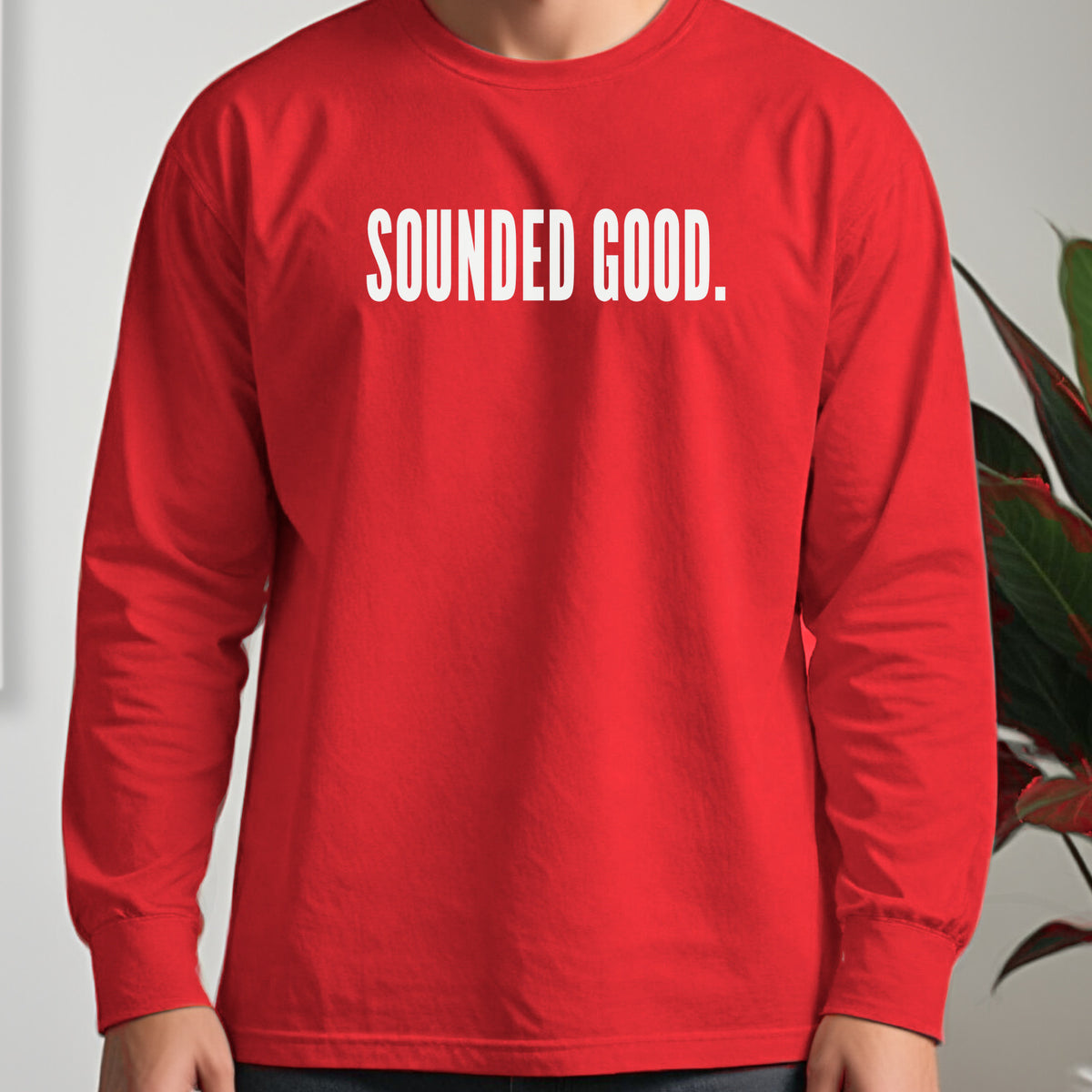 SOUNDED GOOD Long Sleeve Tee worn, Red
