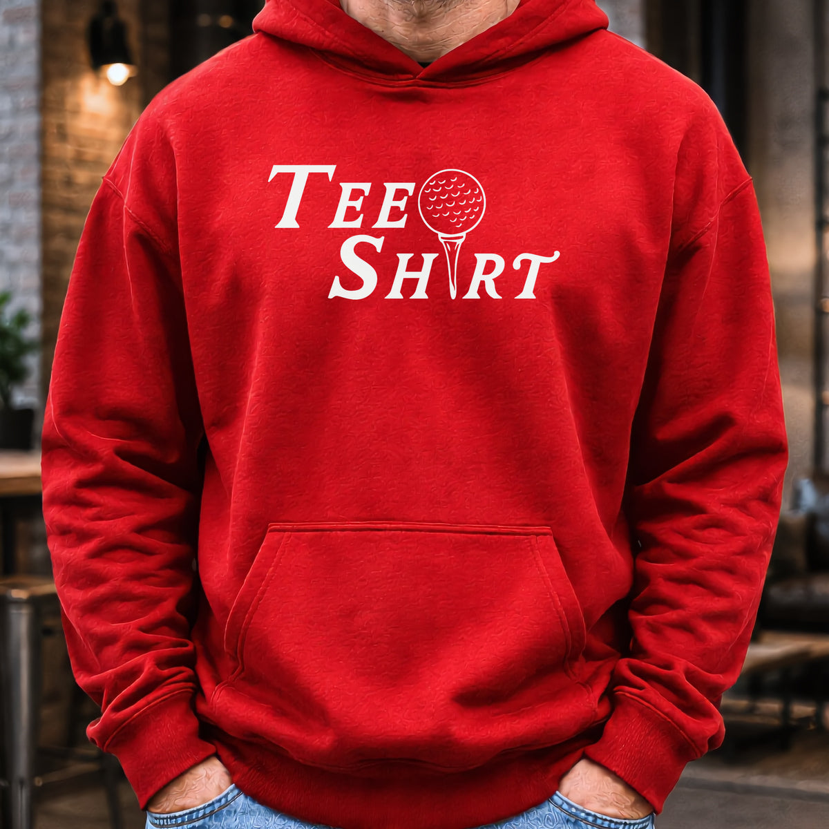 Tee Shirt Hoodie worn, Red