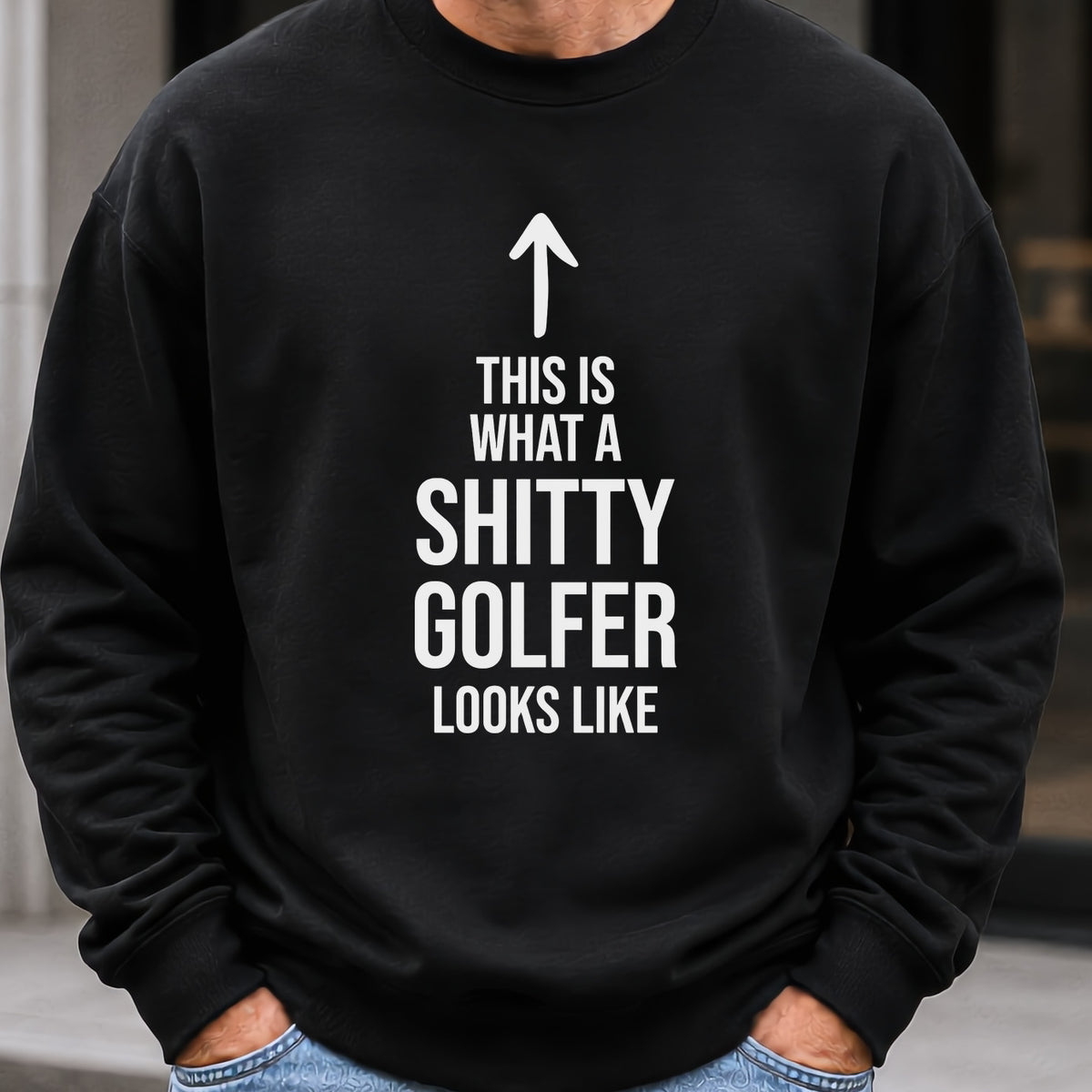 Shitty Golfer Sweatshirt worn, Black