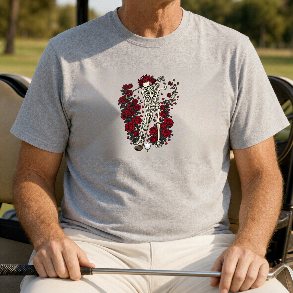 Forever Swing Tee worn on the golf course, Sport Grey