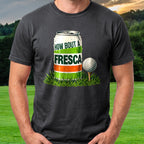 How Bout A Fresca Soda Can Tee worn on the golf course, Black